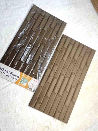 Self Adhesive 3D PE Foam Bricks Sheet (Wood Color)